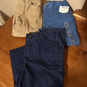 Set of Three Toddler Pants in Blue and Tan